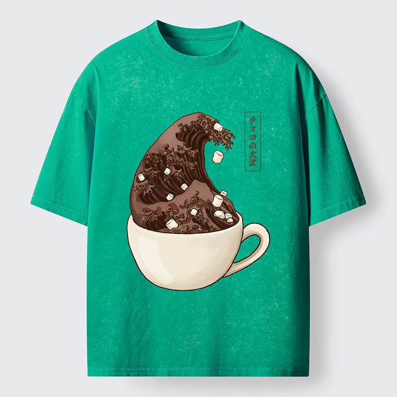 Tokyo-Tiger Coffee Wave Art Washed T-Shirt
