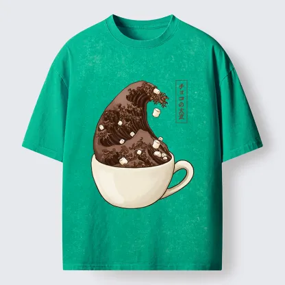 Tokyo-Tiger Coffee Wave Art Washed T-Shirt