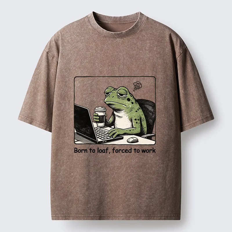 Tokyo-Tiger Working Frog Coffee Meme Washed T-Shirt