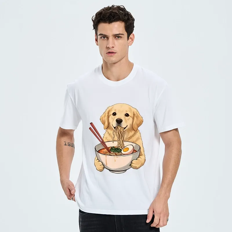 Tokyo-Tiger Golden Retriever Eating Ramen Noodles Classic T-Shirt