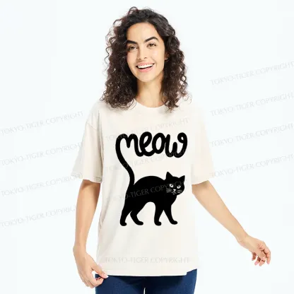 Tokyo-Tiger Funny Cat Tail Washed T-Shirt