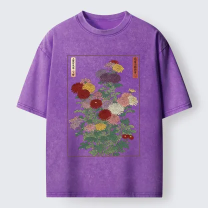 Tokyo-Tiger Traditional Bloom Print Washed T-Shirt