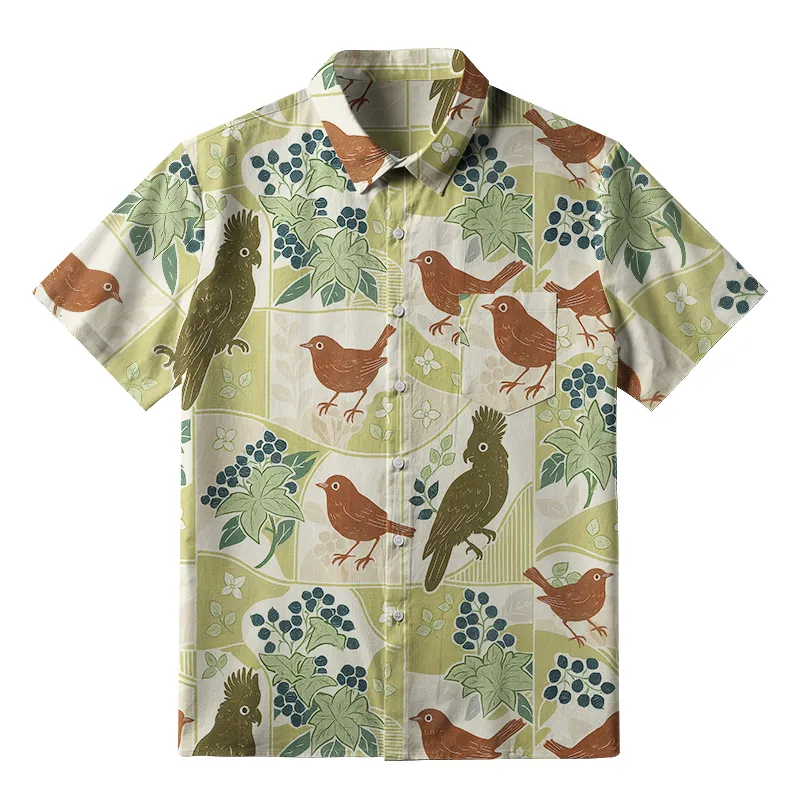 Tokyo-Tiger Harmony Of Flowers And Birds Button-up Shirt