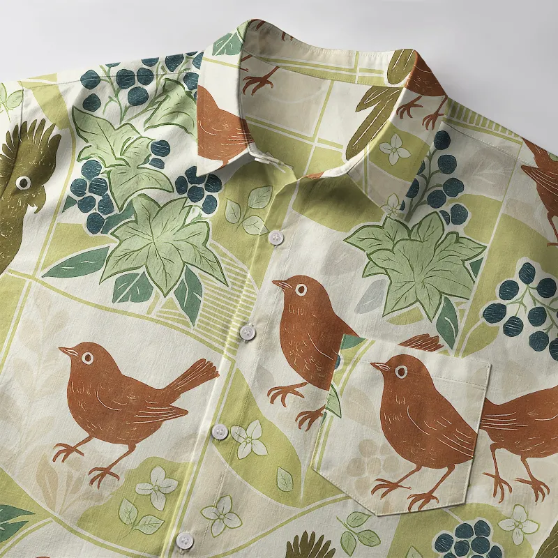 Tokyo-Tiger Harmony Of Flowers And Birds Button-up Shirt