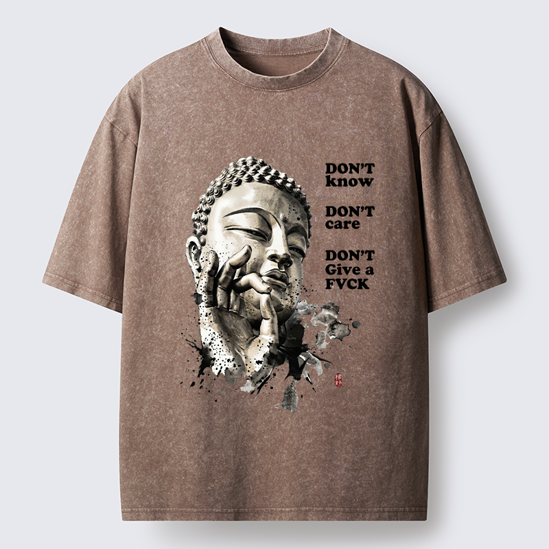 Tokyo‑Tiger Chill Buddha Meme Washed T‑Shirt
