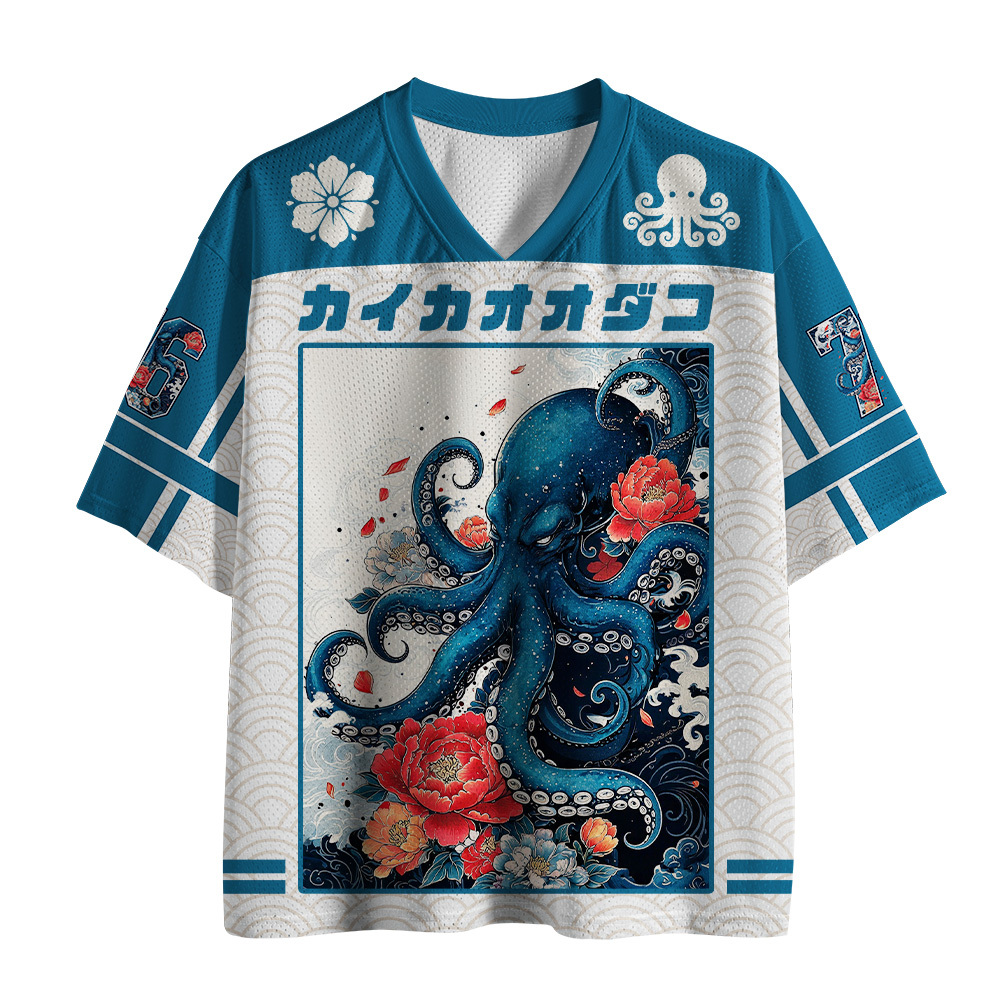 Tokyo-Tiger Japanese Wave Flower Octopus Mesh Jersey