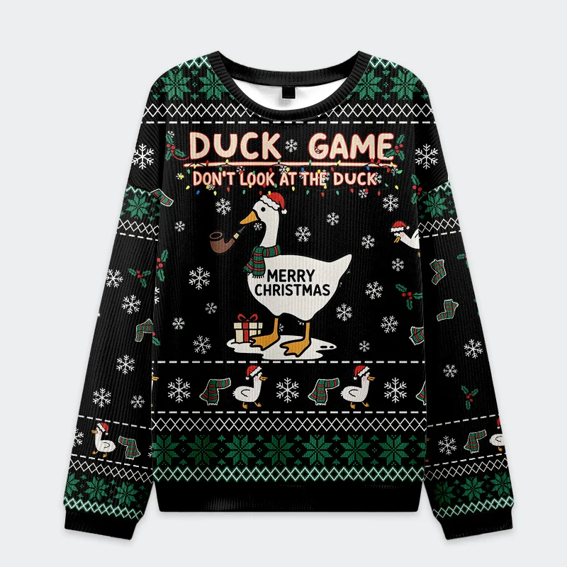 Tokyo-Tiger Don't Watch Duck Games Christmas Ugly Sweatshirt