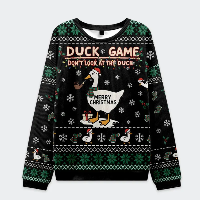 Tokyo-Tiger Don't Watch Duck Games Christmas Ugly Sweatshirt