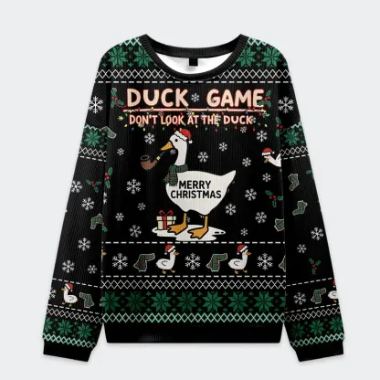 Tokyo-Tiger Don't Watch Duck Games Christmas Ugly Sweatshirt
