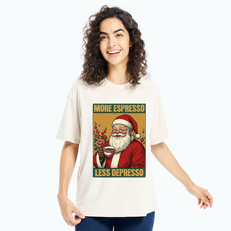 Tokyo-Tiger Funny Santa Coffee Meme Washed T-Shirt