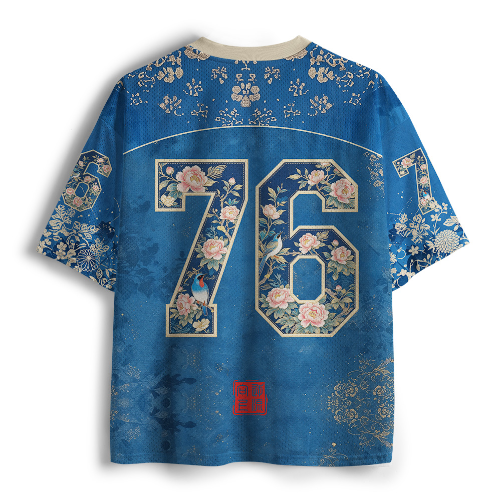 Tokyo-Tiger Japanese Bluebird Peony Mesh Jersey