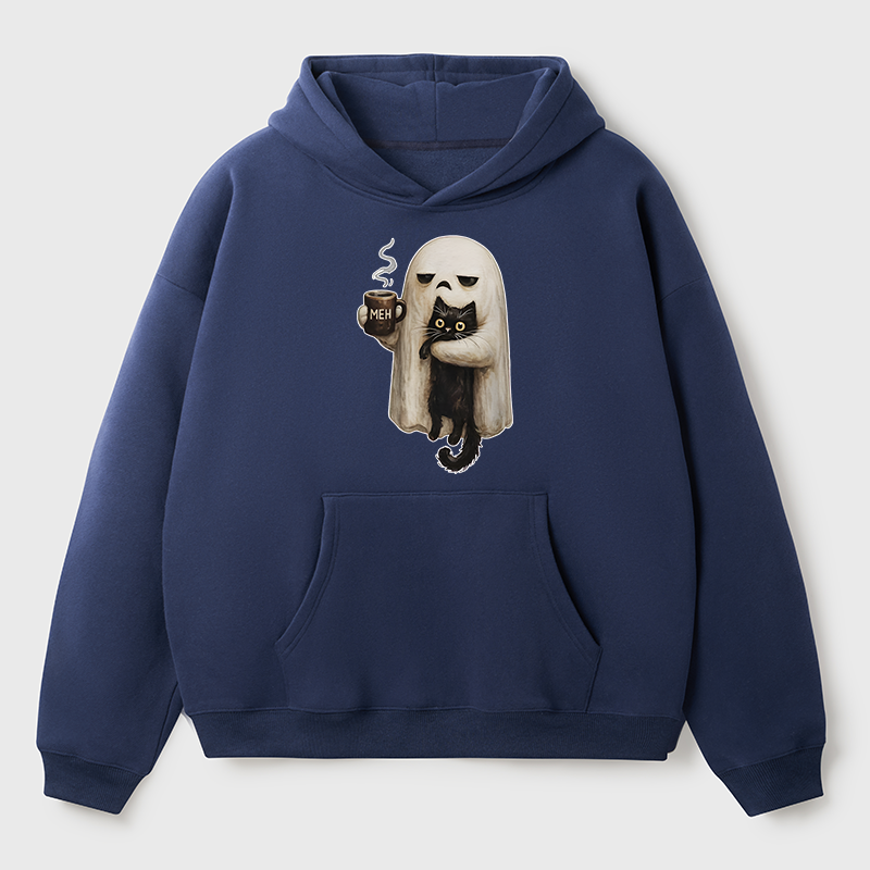 Tokyo-Tiger Ghost Cat Coffee Mood Adult Fleece Hoodie