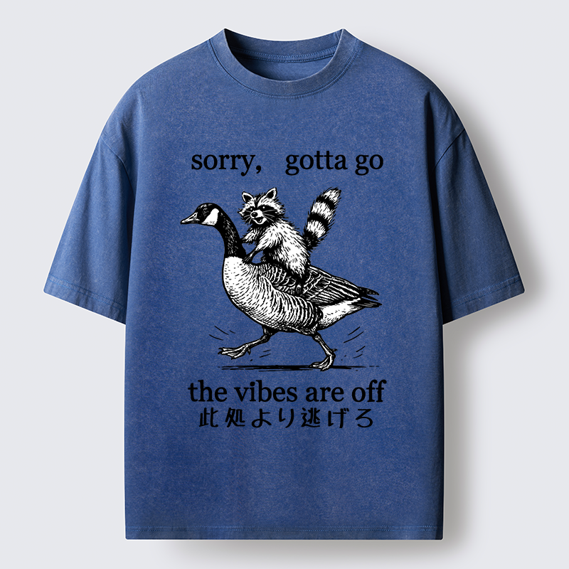 Tokyo‑Tiger Raccoon Goose Escape Washed T-Shirt