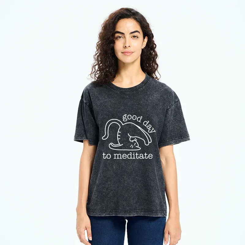 Tokyo-Tiger Cats Doing Yoga Washed T-Shirt