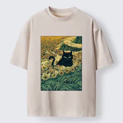Tokyo‑Tiger Van Gogh Black Cat Washed T‑Shirt