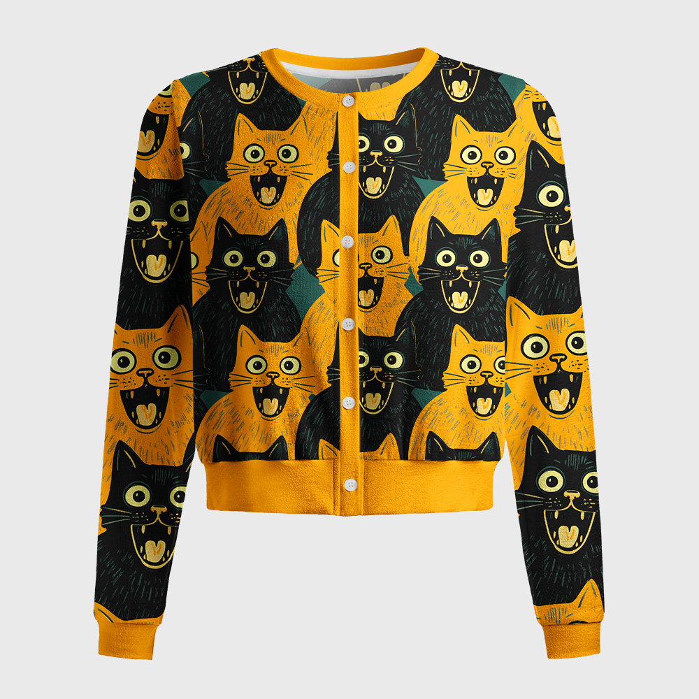 Tokyo-Tiger Yellow Cat And Black Cat Women's Lightweight Cardigan
