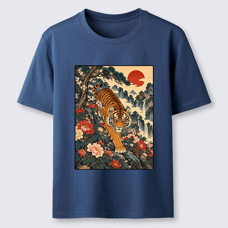 Tokyo-Tiger Vintage Ukiyo Wild Tiger Floral Graphic Classic T-Shirt