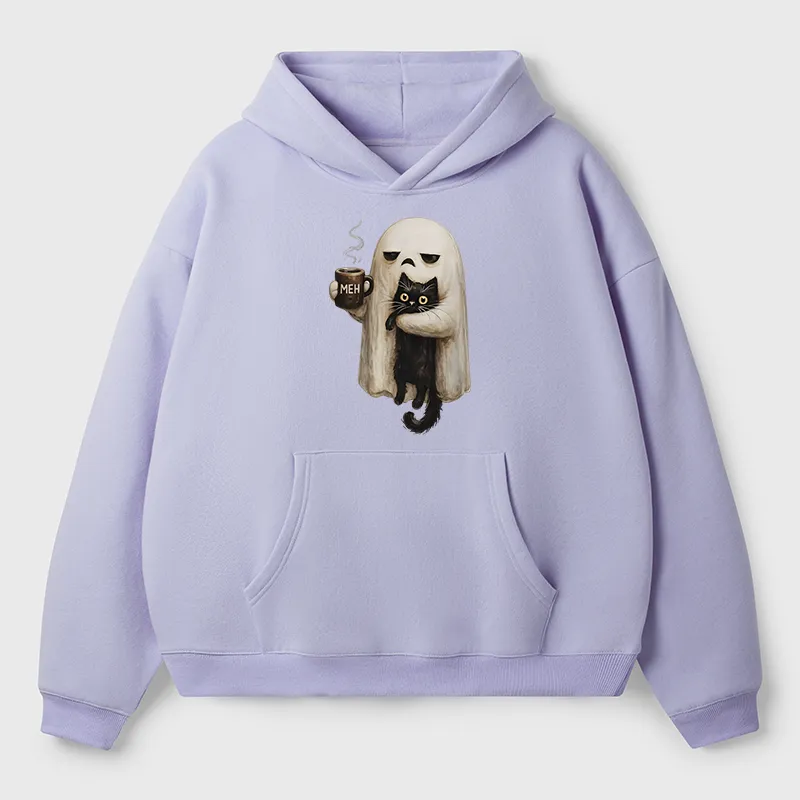 Tokyo-Tiger Ghost Cat Coffee Mood Adult Fleece Hoodie