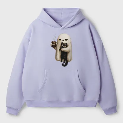 Tokyo-Tiger Ghost Cat Coffee Mood Adult Fleece Hoodie