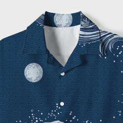 Tokyo-Tiger The Great Wave Off Beer Cuban Collar Shirt