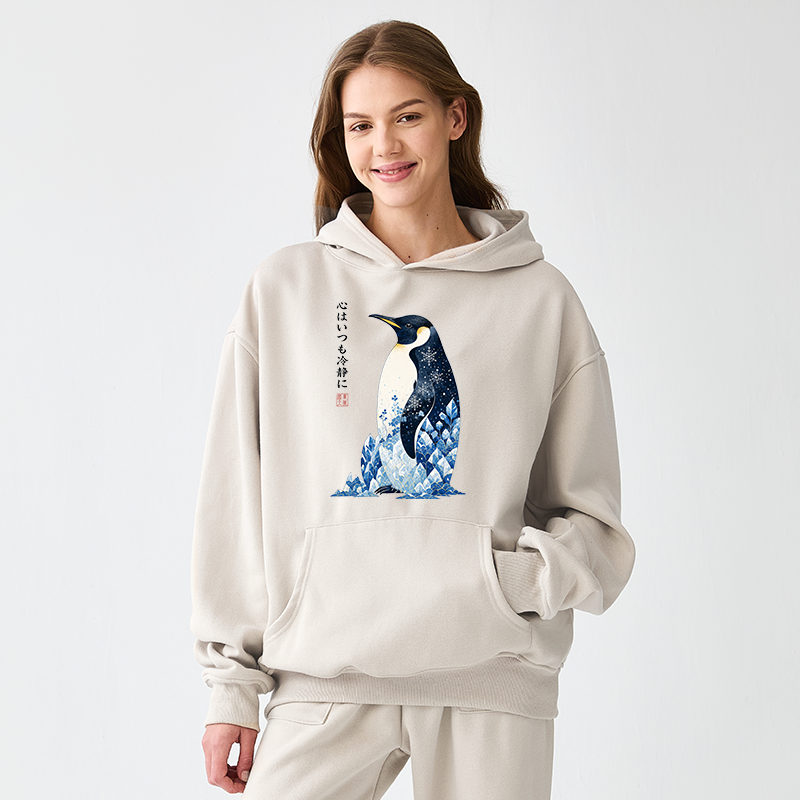 Tokyo-Tiger Keep Calm Penguin Adult Fleece Hoodie