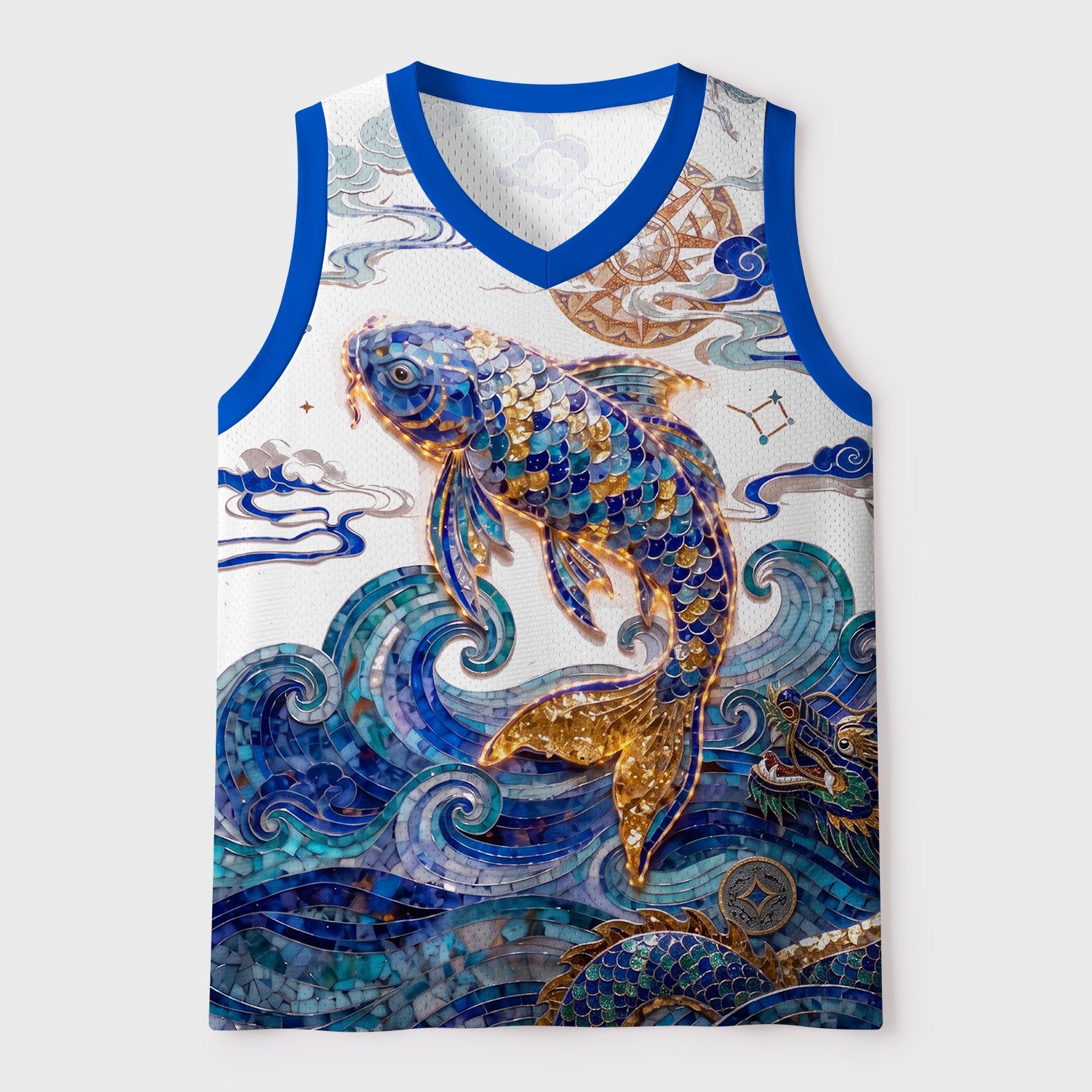 Tokyo-Tiger Cosmic Koi Of Chaotic Luck Mesh Tank Top