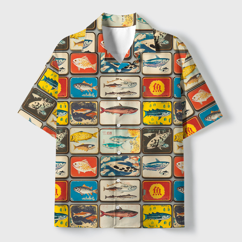 Tokyo-Tiger Vintage Fish Collection Cuban Collar Shirt