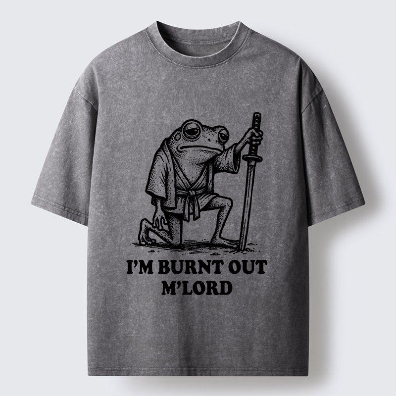 Tokyo‑Tiger Tired Frog Samurai Washed T-Shirt