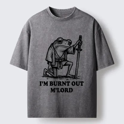 Tokyo‑Tiger Tired Frog Samurai Washed T-Shirt