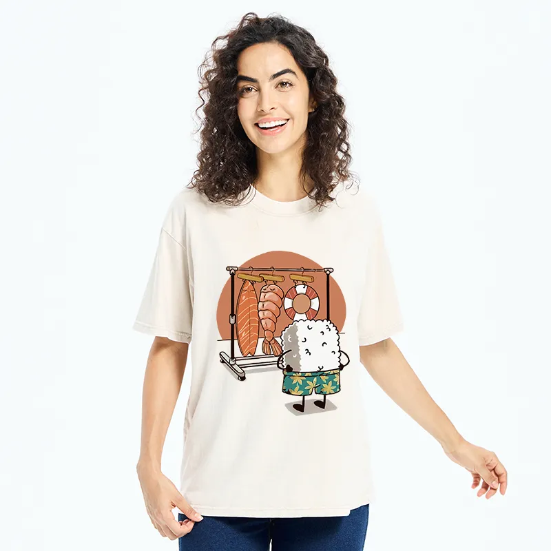 Tokyo-Tiger Sushi Is Getting Ready To Go Swimming Washed T-Shirt