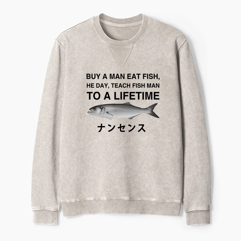 Tokyo-Tiger Funny To A Lifetime Washed Terry Sweatshirt