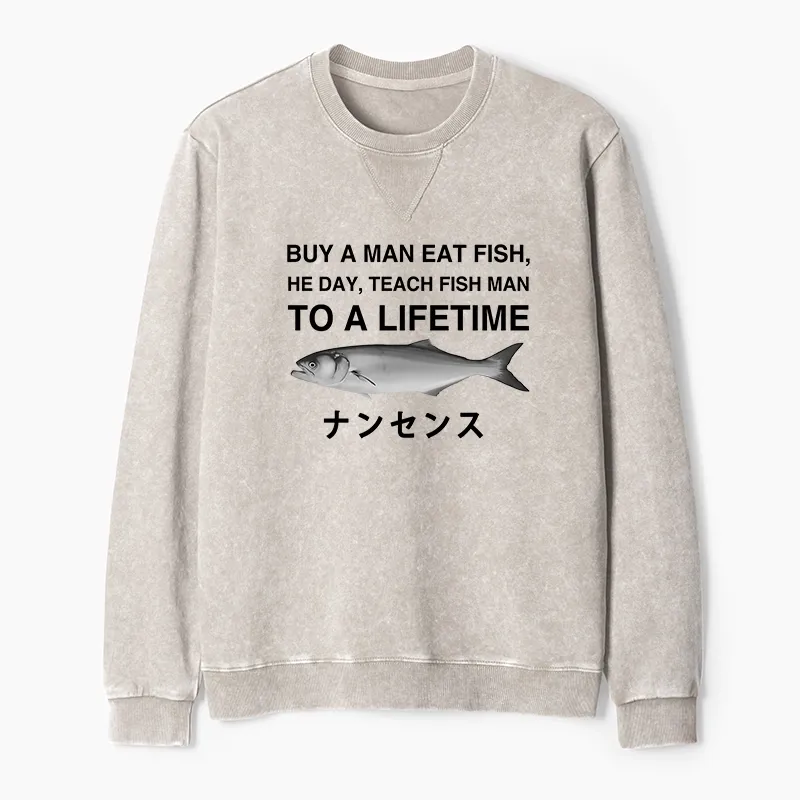 Tokyo-Tiger Funny To A Lifetime Washed Terry Sweatshirt