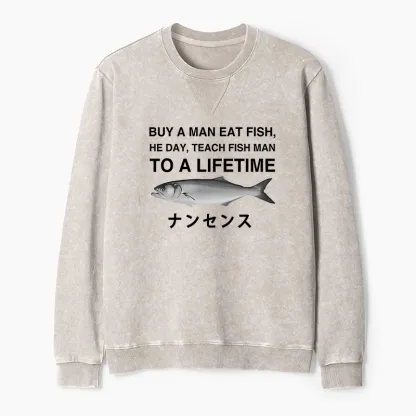 Tokyo-Tiger Funny To A Lifetime Washed Terry Sweatshirt
