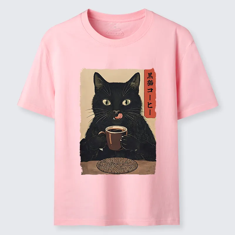 Tokyo-Tiger Vintage Black Cat Coffee Art Classic T-Shirt