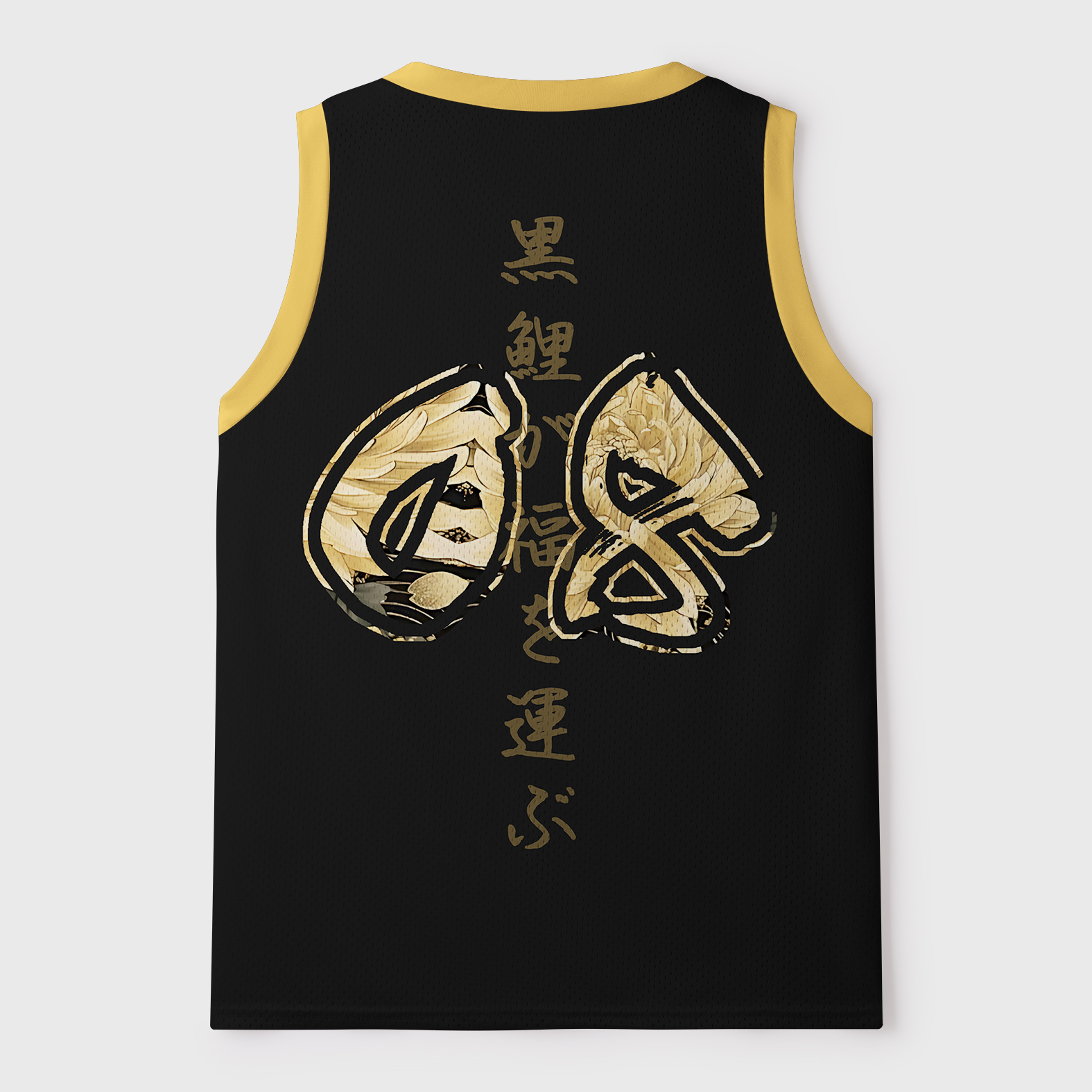 Tokyo-Tiger Black Koi Bringing Blessings Mesh Tank Top