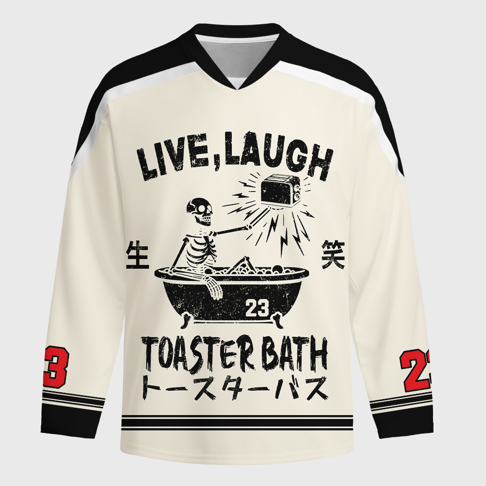 Tokyo-Tiger Funny Electric Shock Skeleton Long-Sleeve Hockey Jersey