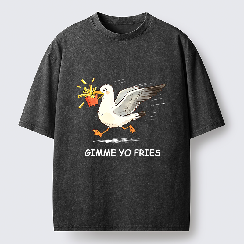Tokyo-Tiger Funny Seagull Fries Meme Washed T-Shirt