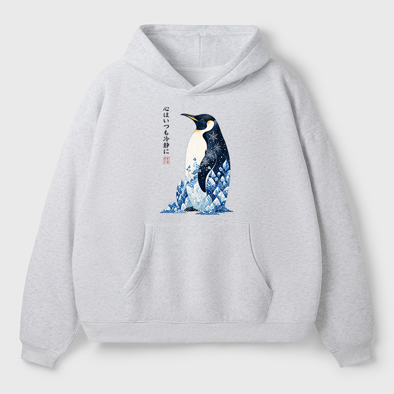 Tokyo-Tiger Keep Calm Penguin Adult Fleece Hoodie