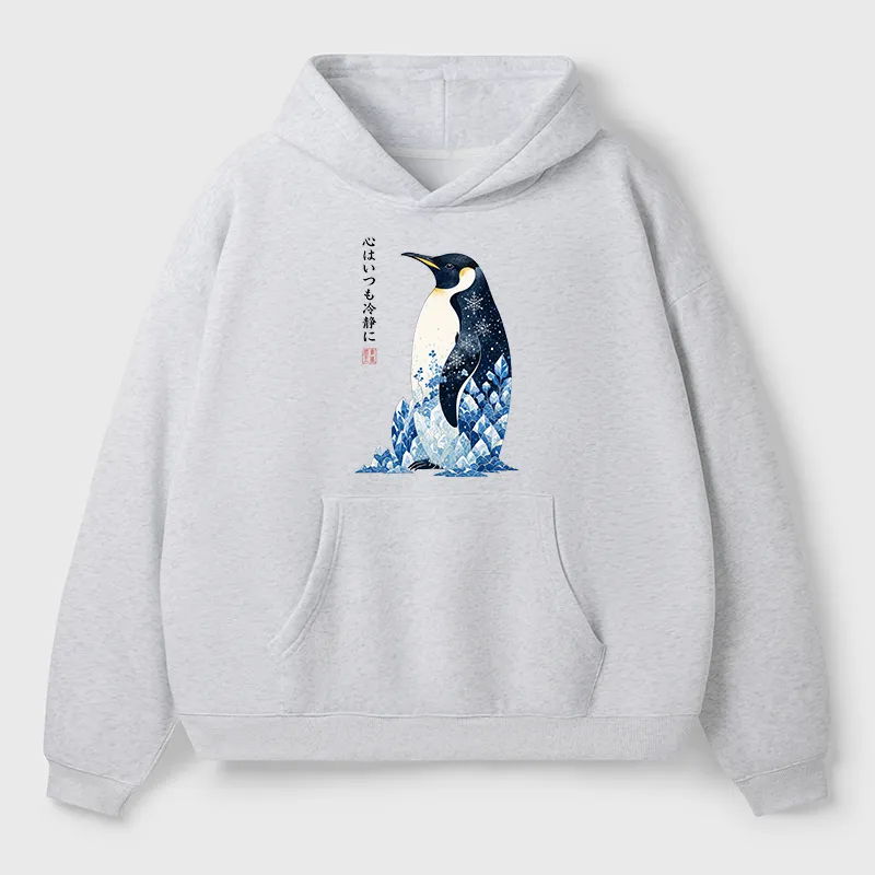 Tokyo-Tiger Keep Calm Penguin Adult Fleece Hoodie