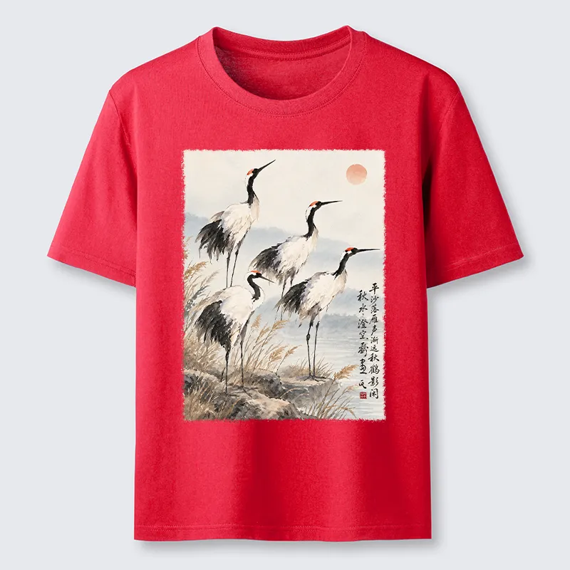 Tokyo-Tiger Vintage Oriental Crane Art Classic T-Shirt