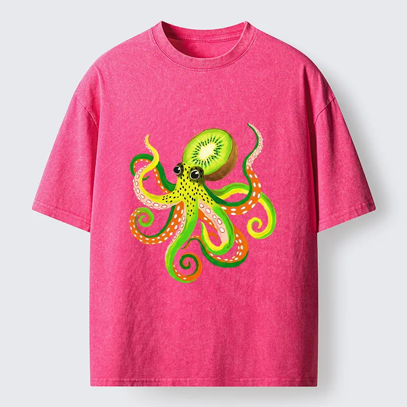 Tokyo-Tiger Kiwi Octopus Washed T-Shirt