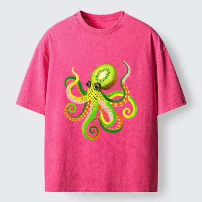 Tokyo-Tiger Kiwi Octopus Washed T-Shirt