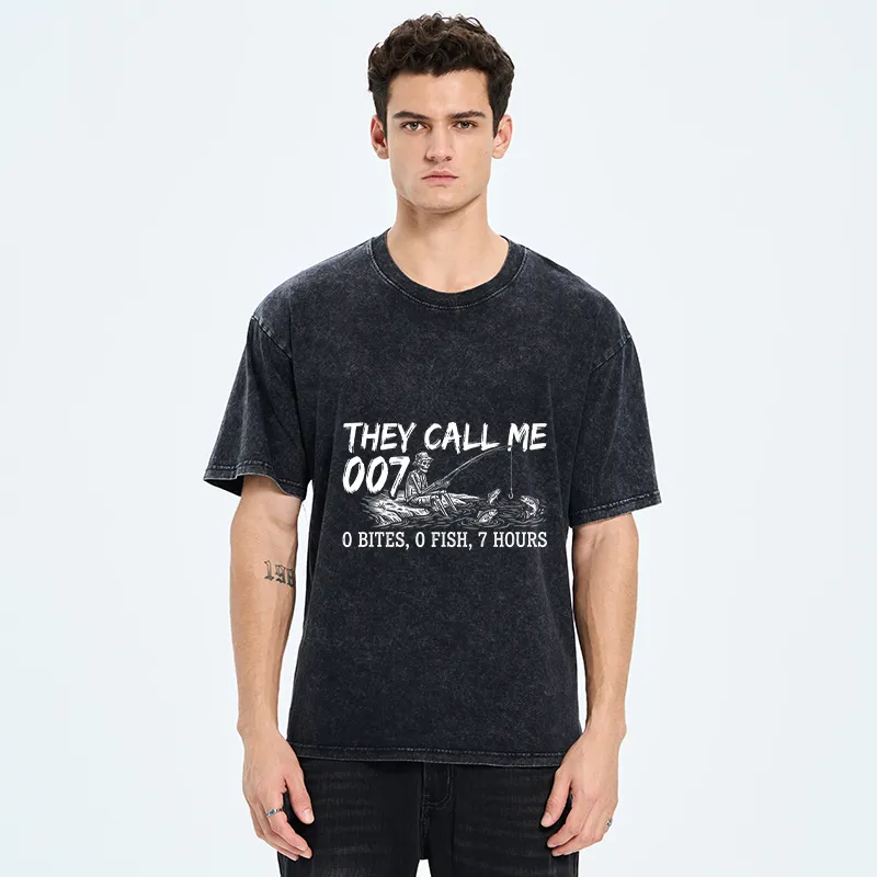 Tokyo-Tiger Funny Skeleton Fishing Meme Washed T-Shirt