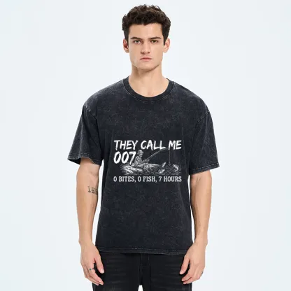 Tokyo-Tiger Funny Skeleton Fishing Meme Washed T-Shirt