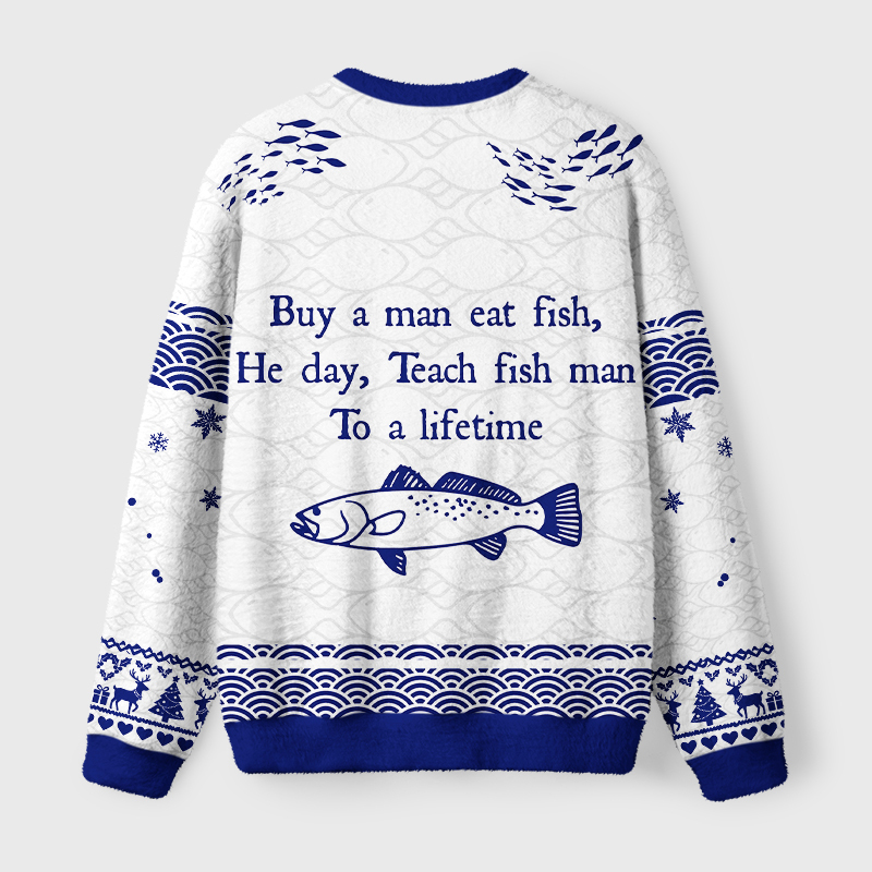 Tokyo-Tiger The "Fish Man" Meme Fuzzy Christmas Ugly Sweatshirt