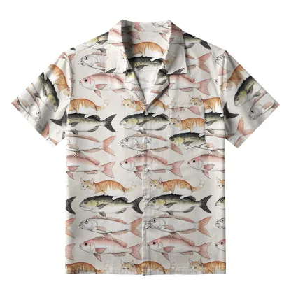 Tokyo-Tiger Funny Cat Riding On Fish Aloha Hawaiian Shirt
