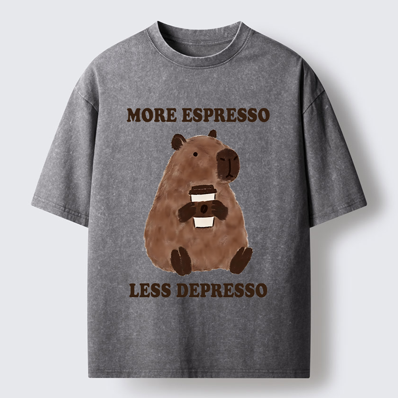Tokyo-Tiger Coffee Capybara Art Washed T-Shirt