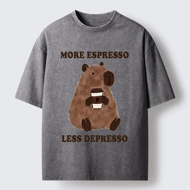 Tokyo-Tiger Coffee Capybara Art Washed T-Shirt