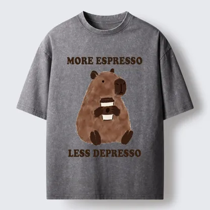Tokyo-Tiger Coffee Capybara Art Washed T-Shirt