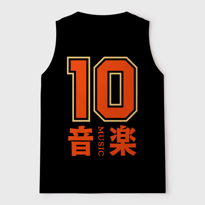 Tokyo-Tiger Retro Music Record Player Mesh Tank Top